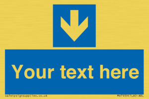 Custom Mandatory directional sign, blue arrow down